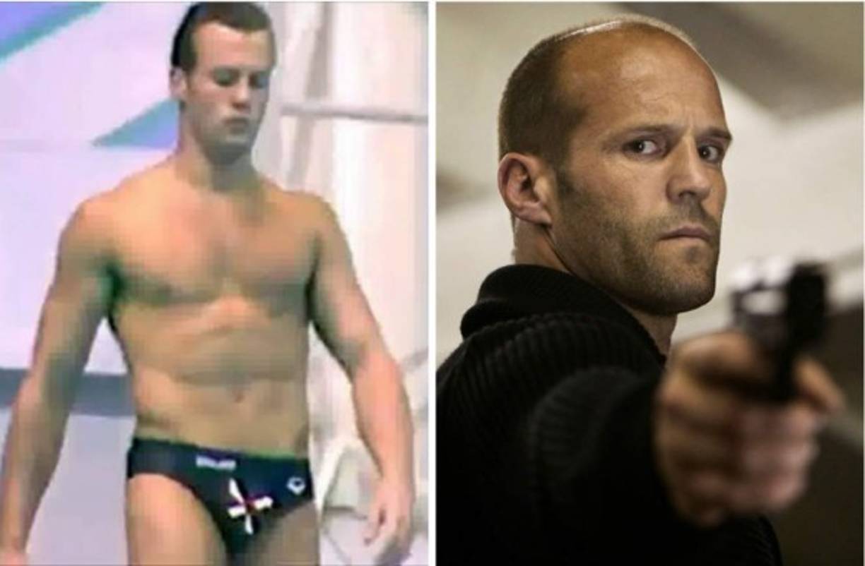 Jason Statham. Antes de ser uno de los actores ‘rudos’ del cine, Jason tenía una vida más modesta y sencilla. Se dedicaba a los saltos ornamentales, una disciplina acuática que está presente en los Juegos Olímpicos. Statham, antes de ser conocido mundialmente por la trilogía de “The Transporter” y “Los Mercenarios”, integraba el equipo del Reino Unido que competía a nivel mundial en esta disciplina, obteniendo importantes resultados.