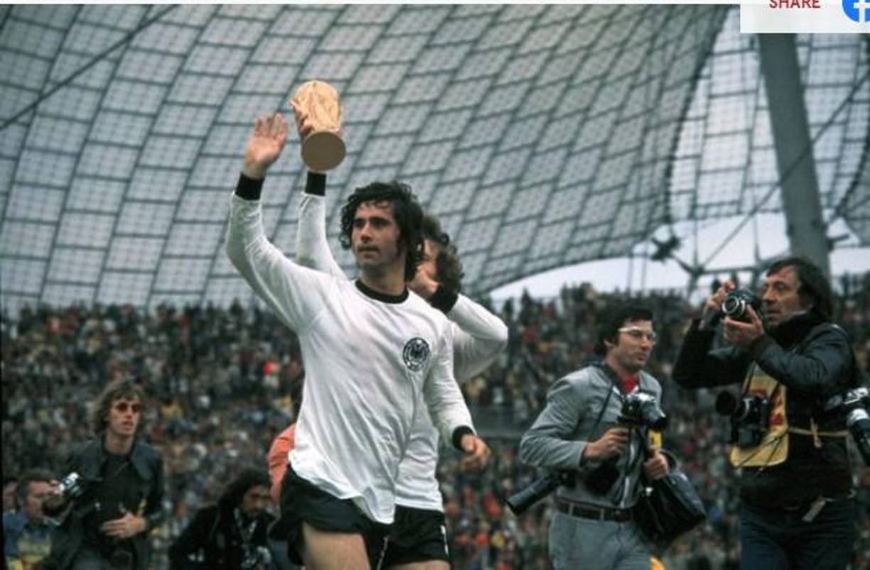 Gerd Muller anotó 14 goles en los dos mundiales que disputó (1970 y 1974).