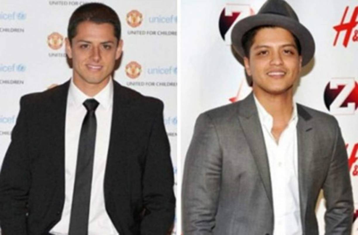 Javier 'Chicharito' Hernández y su enorme parecido con el cantante Bruno Mars.