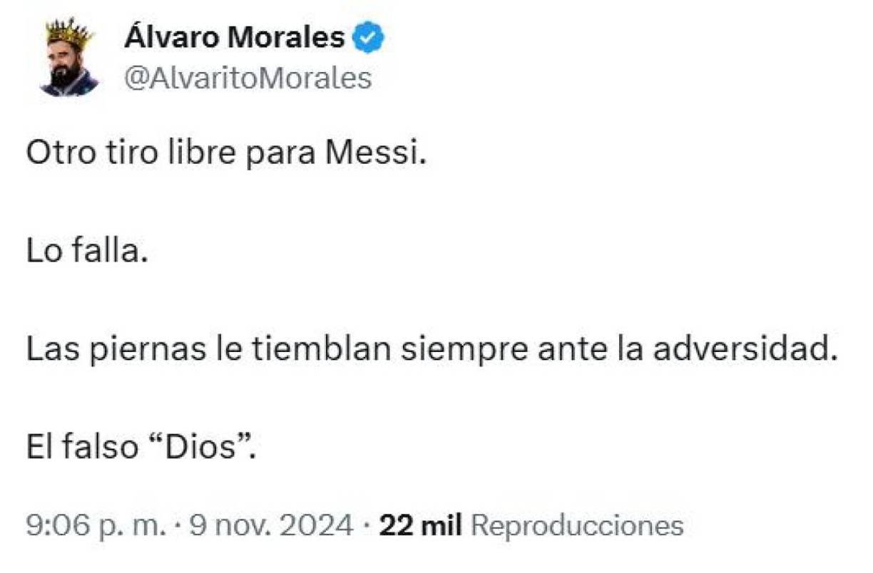 Álvaro Morales, periodista de ESPN, atacó a Messi por la eliminación: “Las piernas le tiemblan siempre ante la adversidad”.