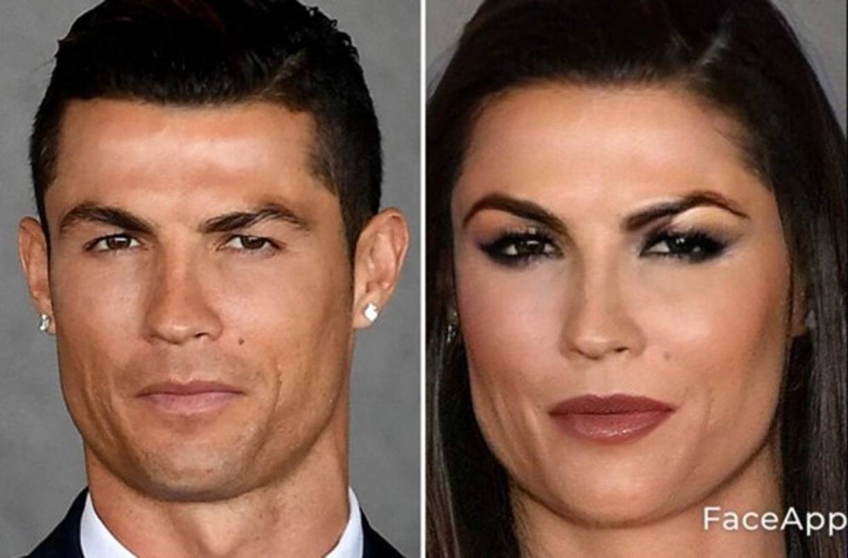Así se mira Cristiano Ronaldo, delantero portugués de la Juventus, convertido en mujer con la aplicación 'FaceApp'.
