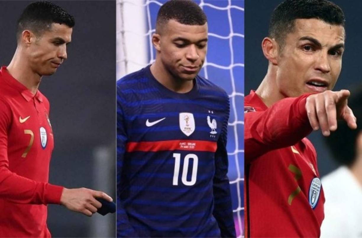 Cristiano Ronaldo y Mbappé salieron decepcionados tras el inicio de las eliminatorias europeas rumbo a Catar 2022. Te mostramos las imágenes del enfado de los dos cracks en sus respectivos partidos. Fotos AFP y EFE.