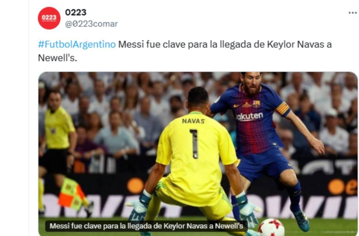 ”Messi fue clave para la llegada de Keylor a Newell’s “.