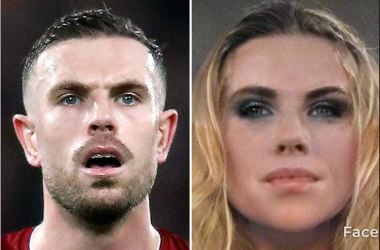 Así se mira Jordan Henderson, centrocampista inglés del Liverpool, convertido en mujer con la aplicación 'FaceApp'.