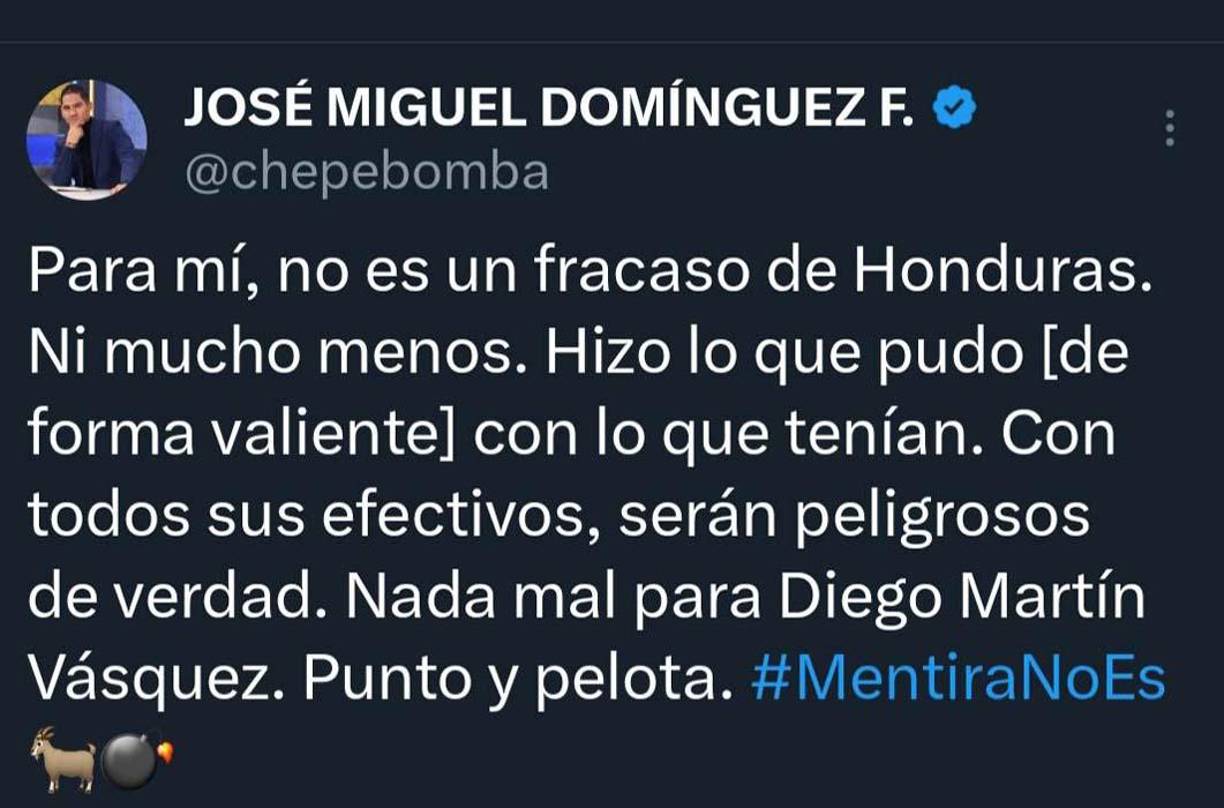 El periodista panameño José Domínguez defendió la gestión de Diego Vázquez con la selección de Honduras.