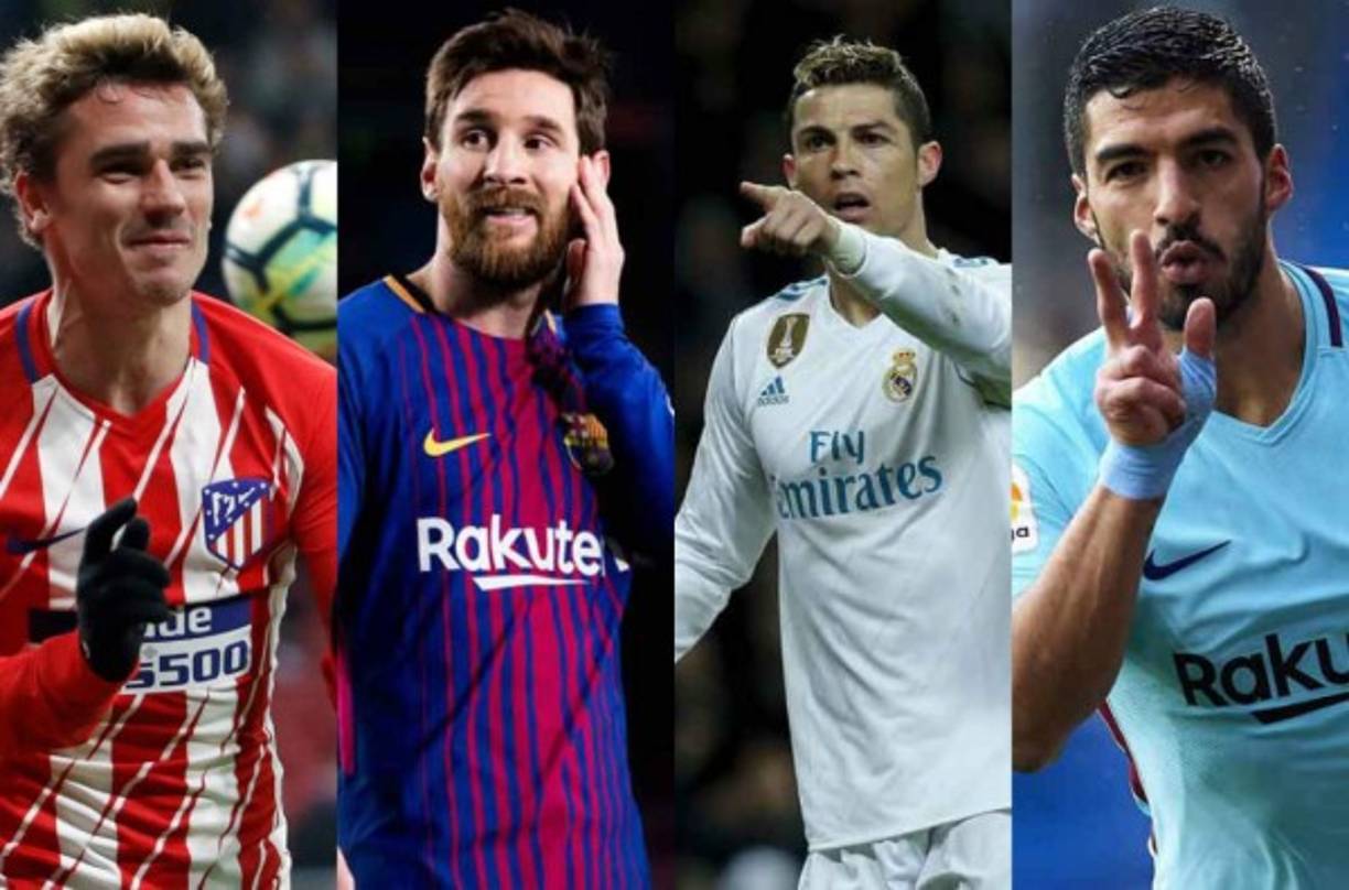 El delantero francés de Atletico de Madrid, Antoine Griezman, subió a la cuarta posición de la clasificación de máximos goleadores de la Liga de España al anotar 4 goles en al victoria ante Leganés. De esta manera se pone al rojo vivo la lucha por quedarse con el Pichichi que encabeza Lionel Messi,al argentino lo siguen cracks como Suárez y Cristiano Ronaldo que parece haber despertado.