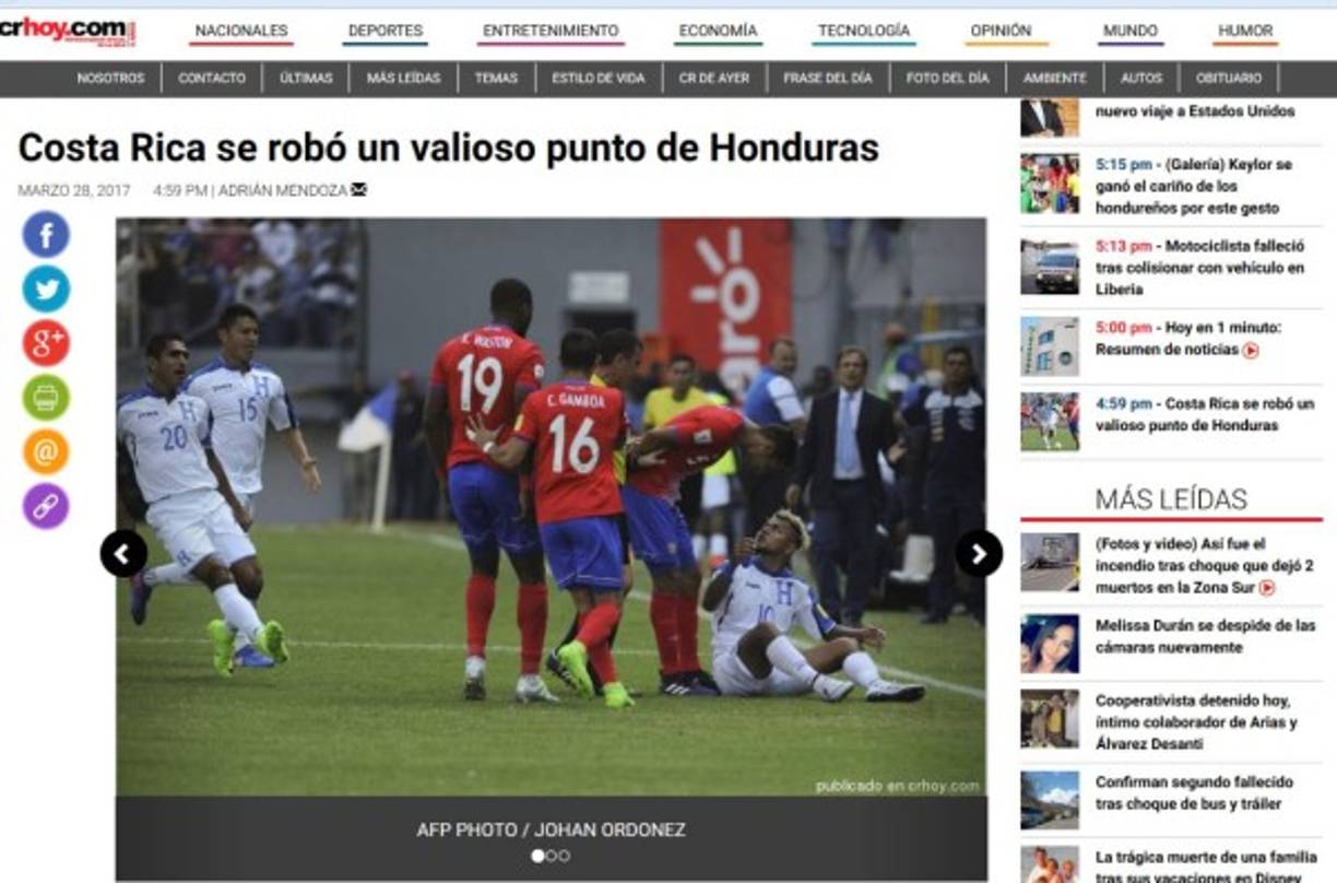 El portal tico asegura que es valioso el empate.