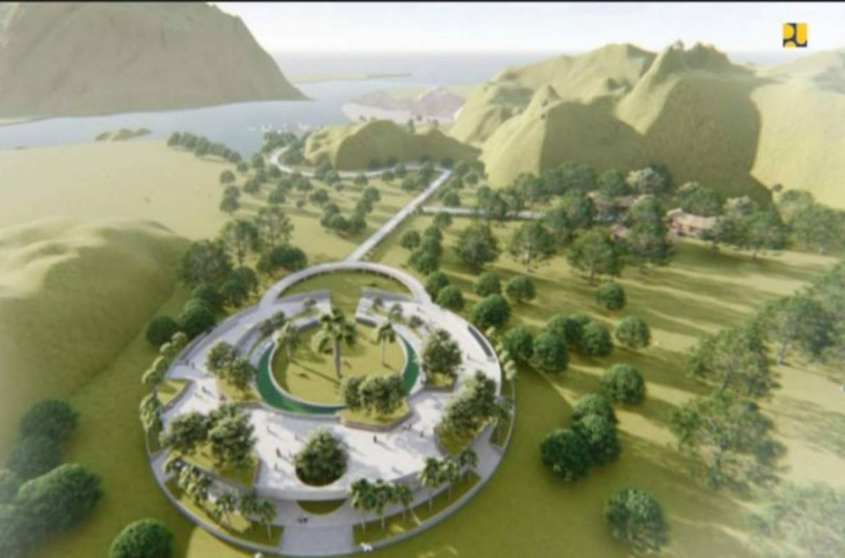 Estaría localizado en el Parque Nacional Komodo, una isla considerada una de las siete maravillas naturales del mundo, que es hábitat de los Dragones de Komodo, el lagarto más grande del mundo, que se encuentra en peligro de extinción. Esta sería una maqueta del resultado.