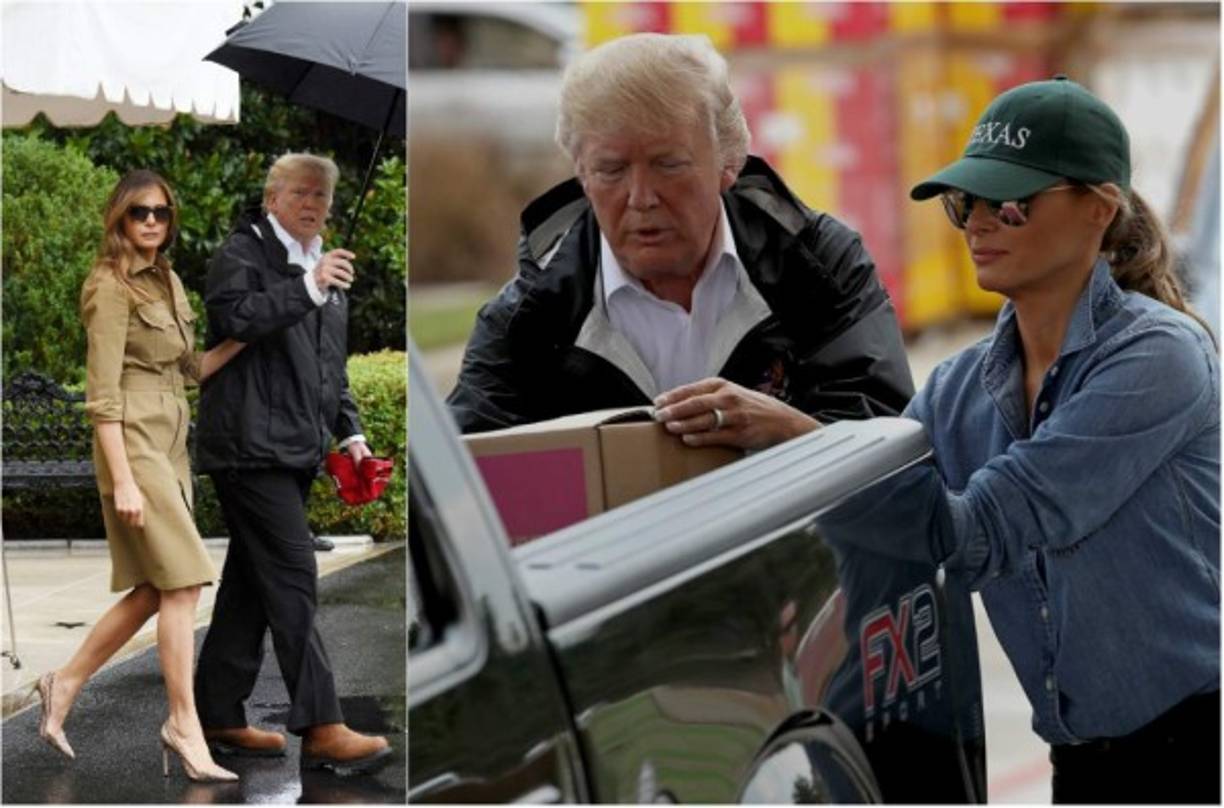 Donald Trump y su esposa Melania regresaron ayer a Texas, para recorrer las zonas donde cientos de miles de personas regresaban a sus hogares tras el paso de la tormenta Harvey en Houston.