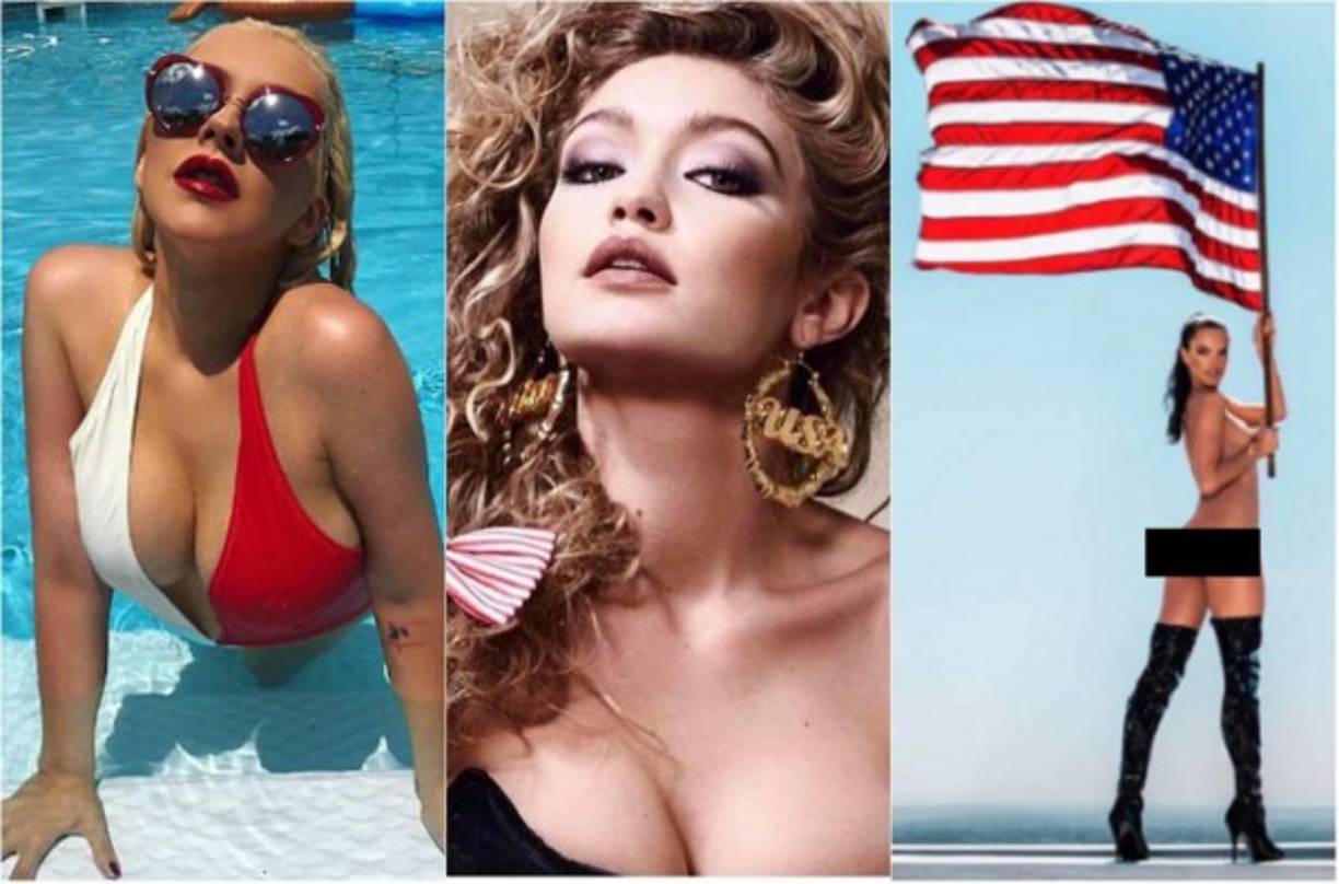 Estrellas de la música y la moda en Estados Unidos celebraron la Independencia de ese país con atrevidas imágenes en bikinis, e incluso desnudos, en las redes sociales.