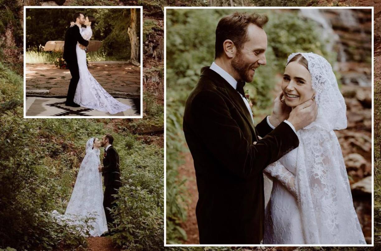 La protagonista de la serie “Emily in Paris”, Lily Collins también mantuvo en secreto su enlace con el director de cine Charlie McDowell, con el que se casó en Colorado también en septiembre.