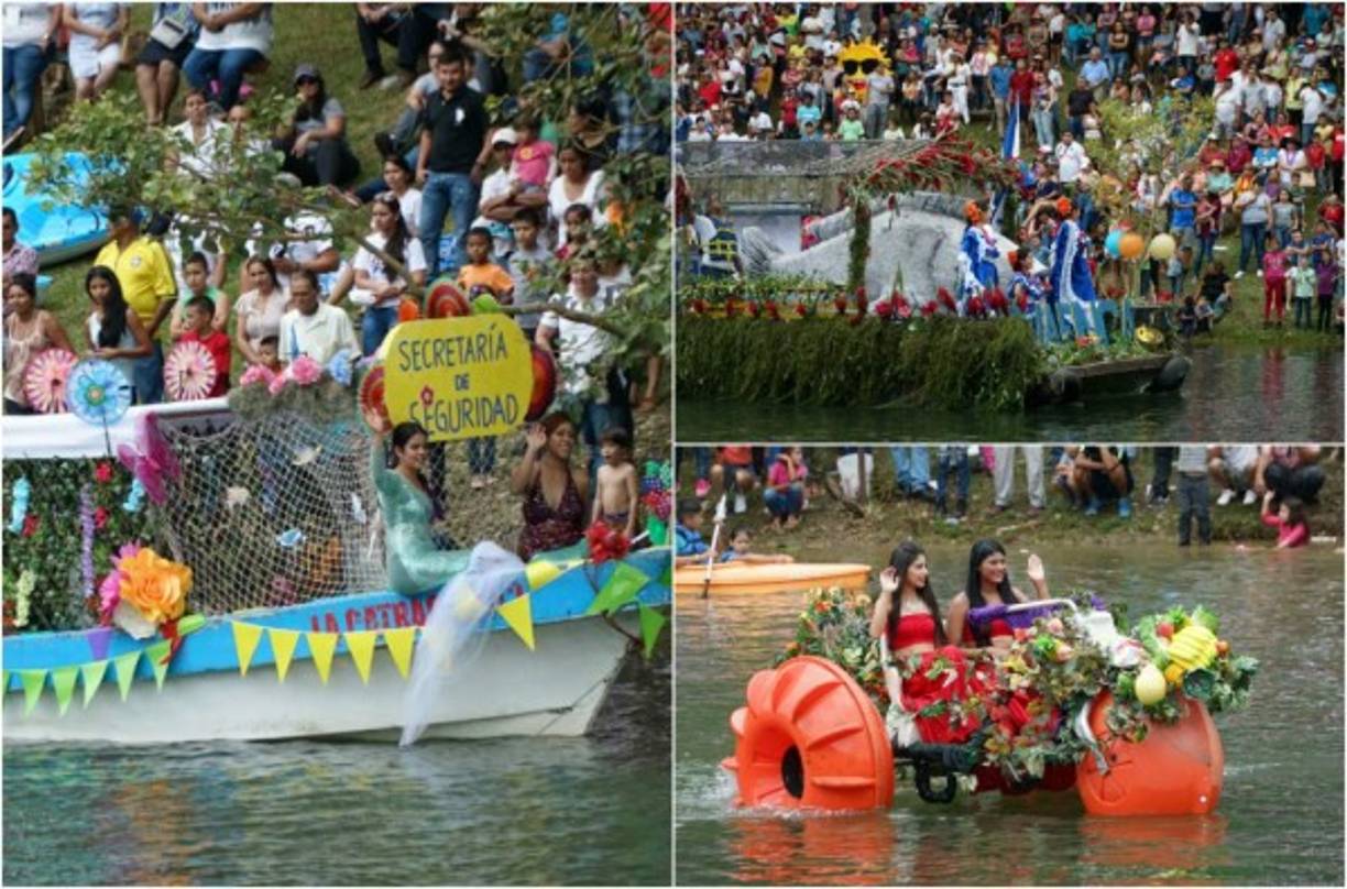 Catorce carrozas y diez lanchas de distintas empresas, asociaciones y dependencias municipales del Lago de Yojoa participaron en el primer desfile de carrozas en el denominado distrito turístico Joya de los Lagos.