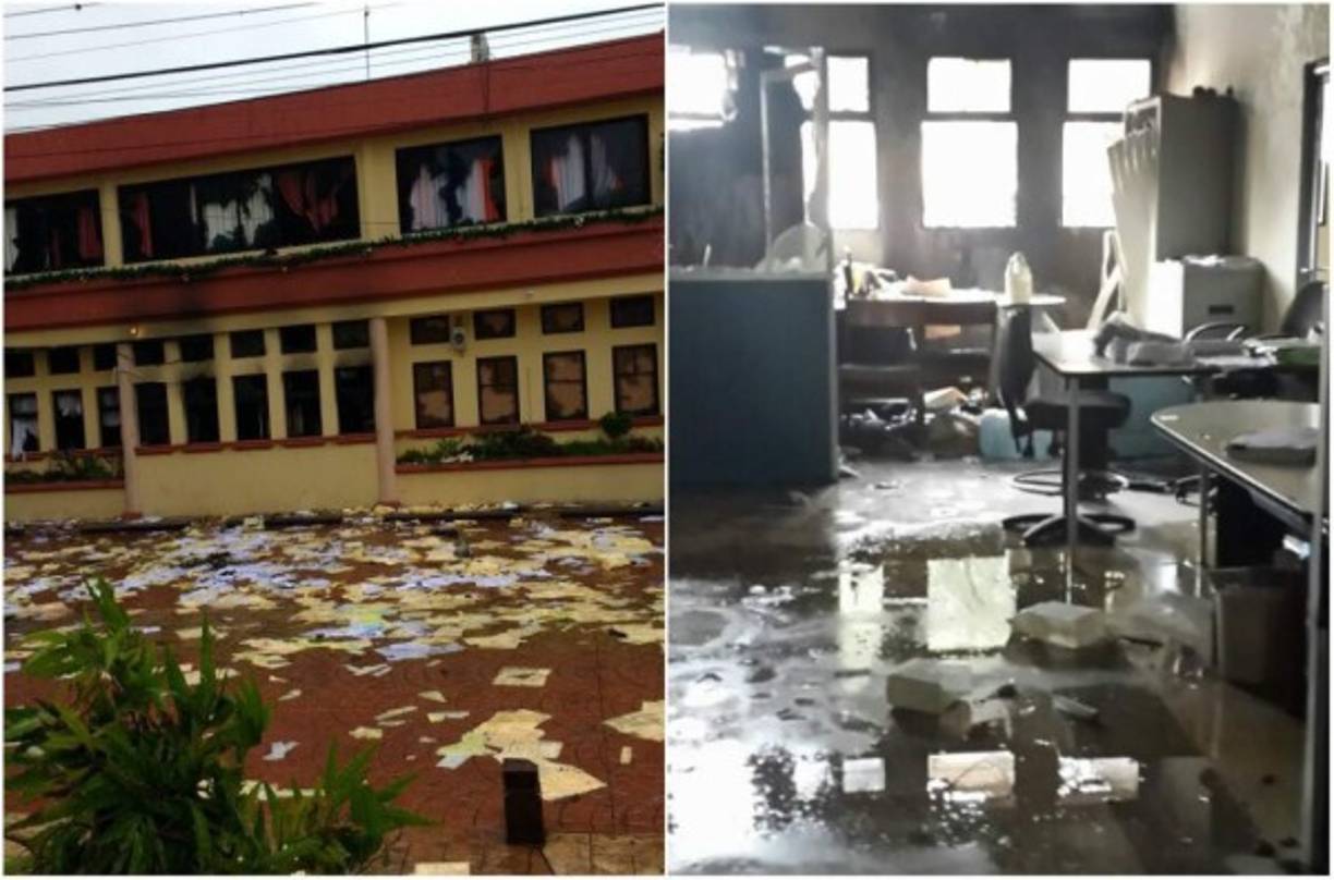 La municipalidad de Siguatepeque fue saqueada la noche de jueves por manifestastes de la Alianza de Oposición.