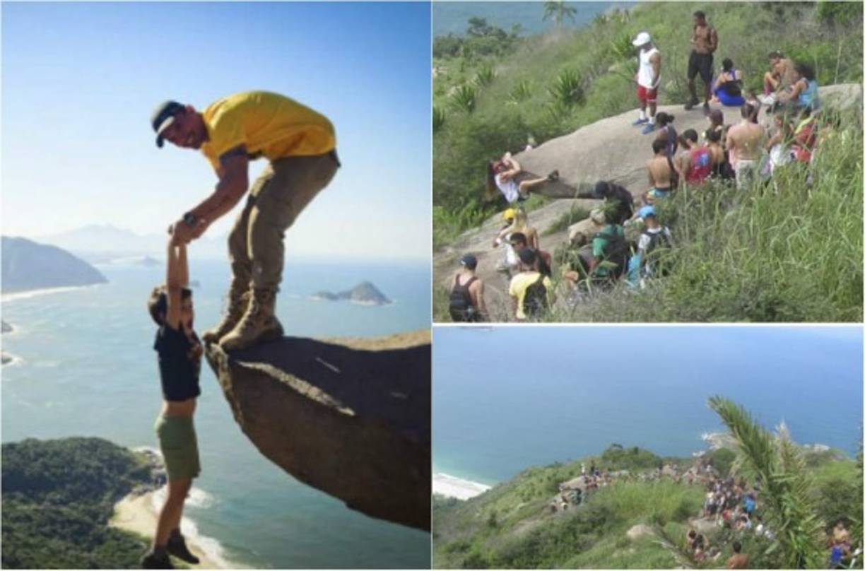 La roca situada a menos de un metro del suelo en una montaña de Río de Janeiro, Brasil, es uno de los lugares más buscados por los turistas.