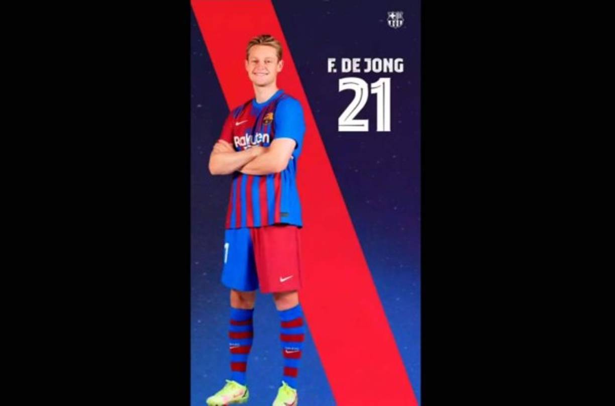Frenkie de Jong - El centrocampista holandés lleva el número 21 en su espalda.