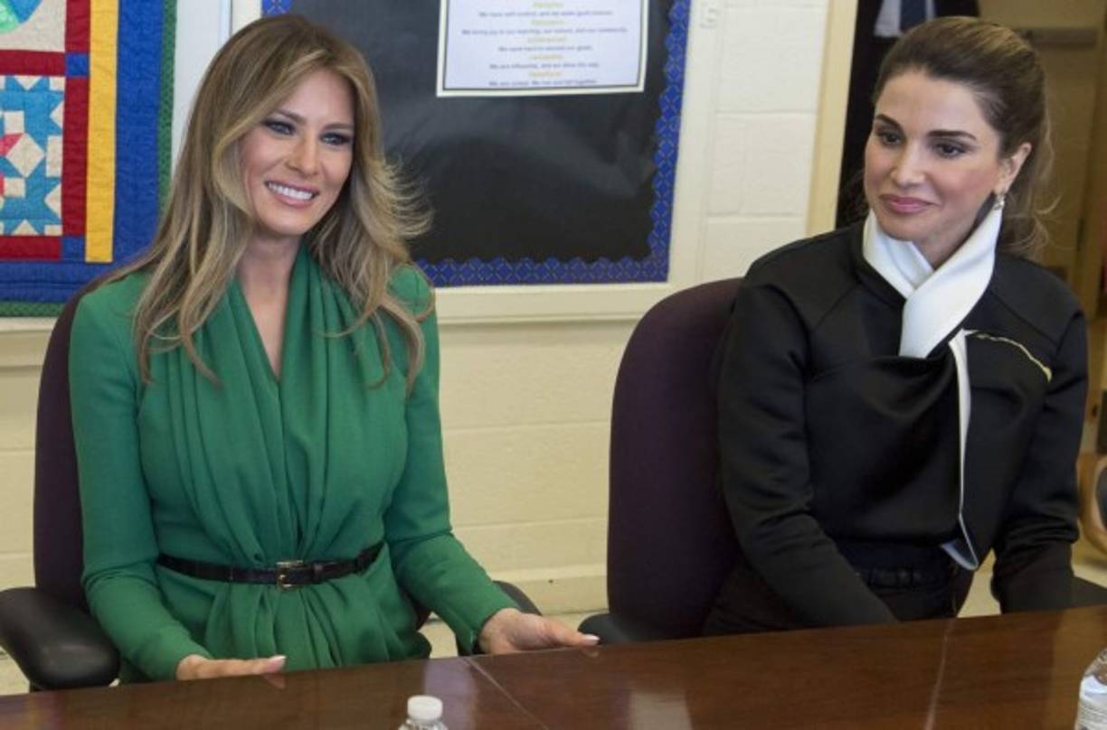 Melania y Rania participarán esta noche en la cena de gala ofrecida por el presidente Trump a los reyes jordanos.