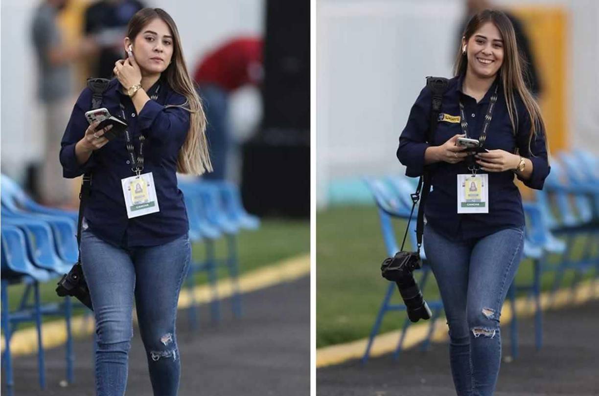 Karla López, periodista de Tigo Sports, también se presentó al estadio Nacional Chelato Uclés.