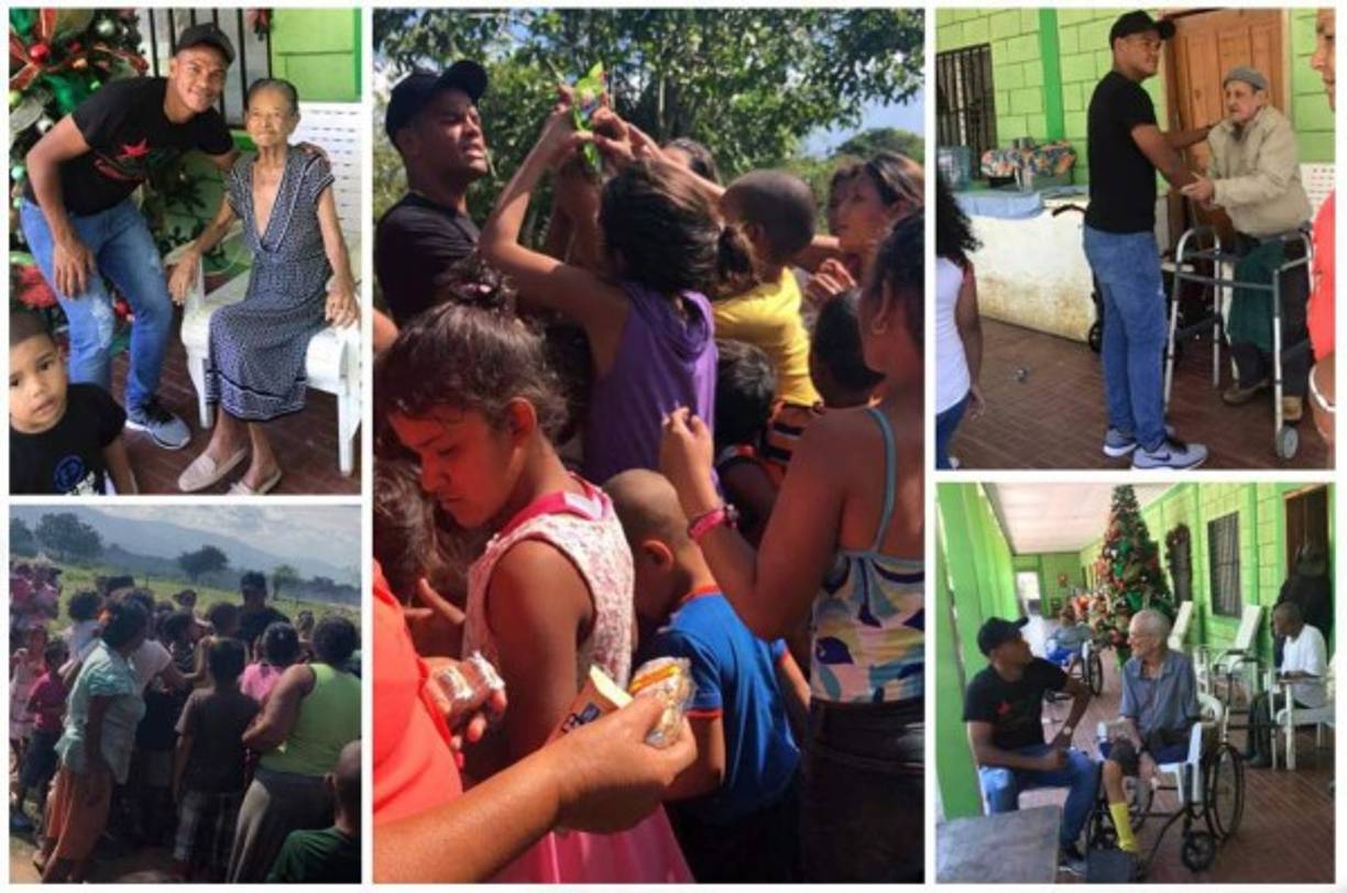 El delantero del Olimpia, Rony Martínez, no olvida sus raíces y antes de la Navidad llevó alegría a niños y ancianos de Colón. Noble gesto.