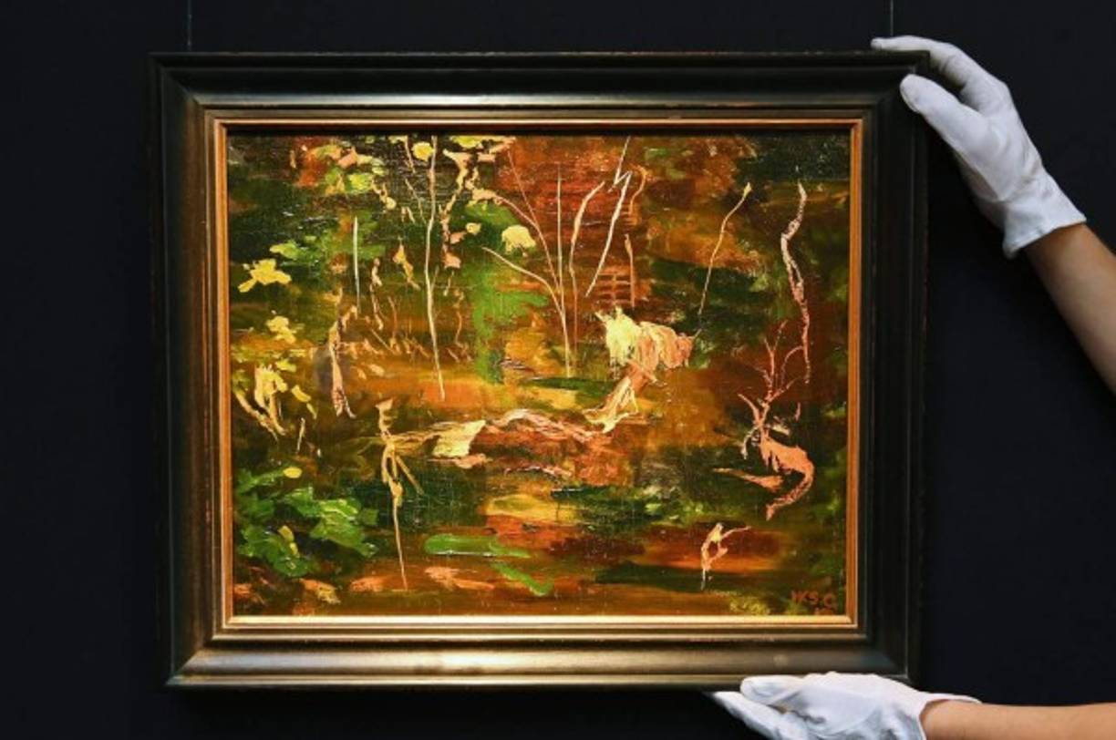 Londres. A subasta por 100,000 euros. Último cuadro pintado por Winston Churchill titulado “Estanque de peces en Chartwell”.