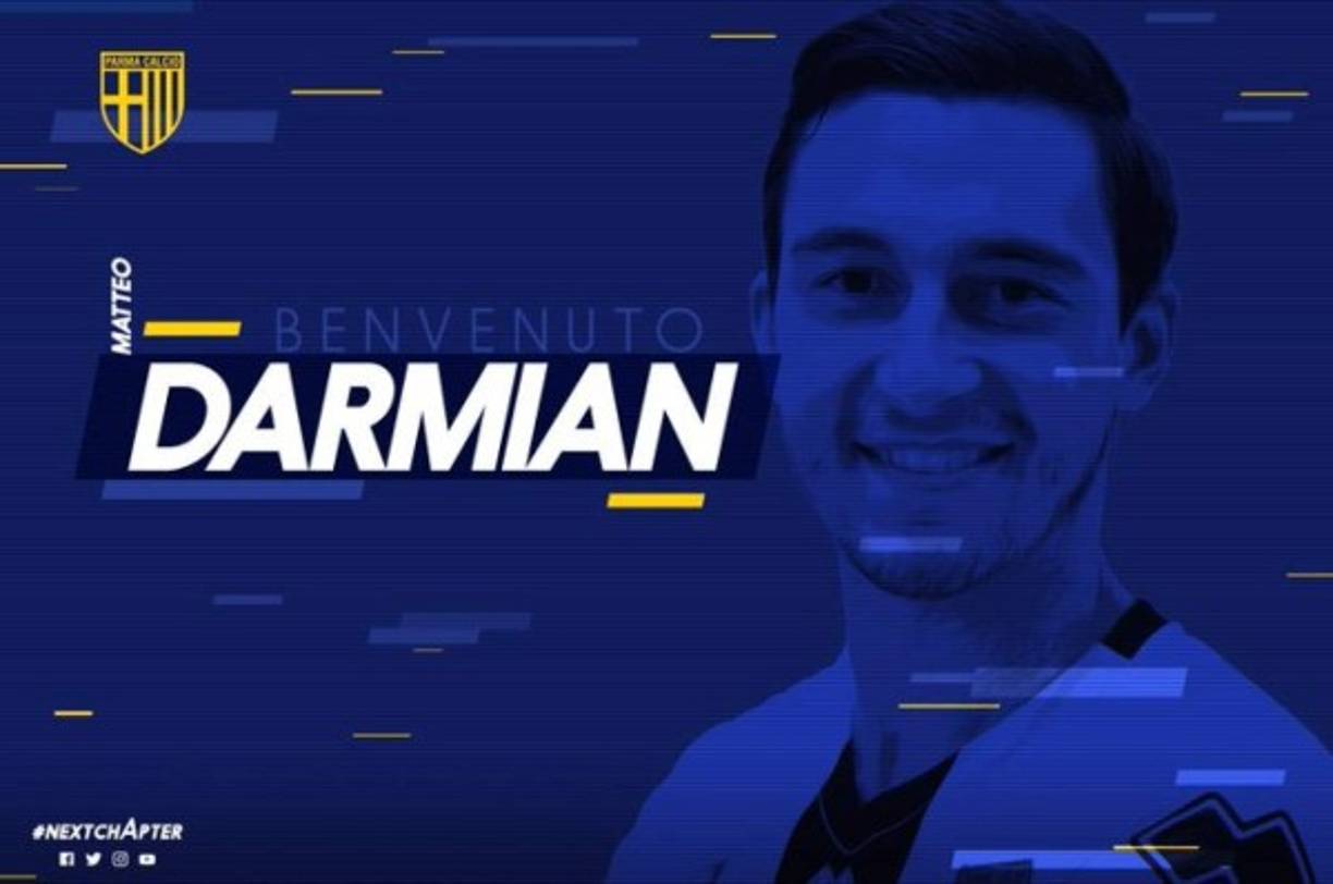 El Parma ha fichado al lateral diestro italiano Matteo Darmian por 1.500.000 €. Firma hasta junio de 2023, llega procedente del Manchester United.