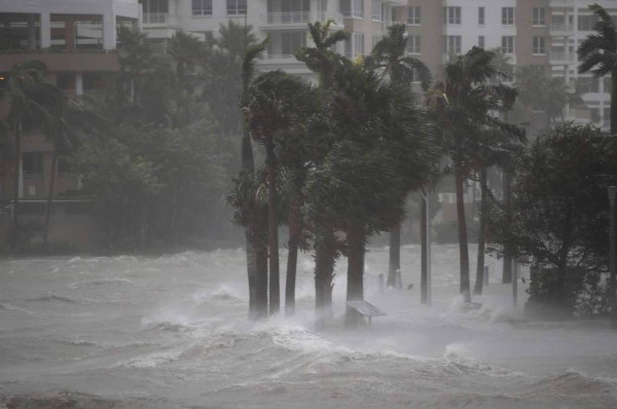'Está inundado por la marejada que pasa por encima de las barreras del mar', contó a la AFP Steven Schlacknam, un artista visual de 51 años, que se resguarda de la tormenta en un apartamento con vista al mar. 'El muelle de madera prácticamente desapareció'.