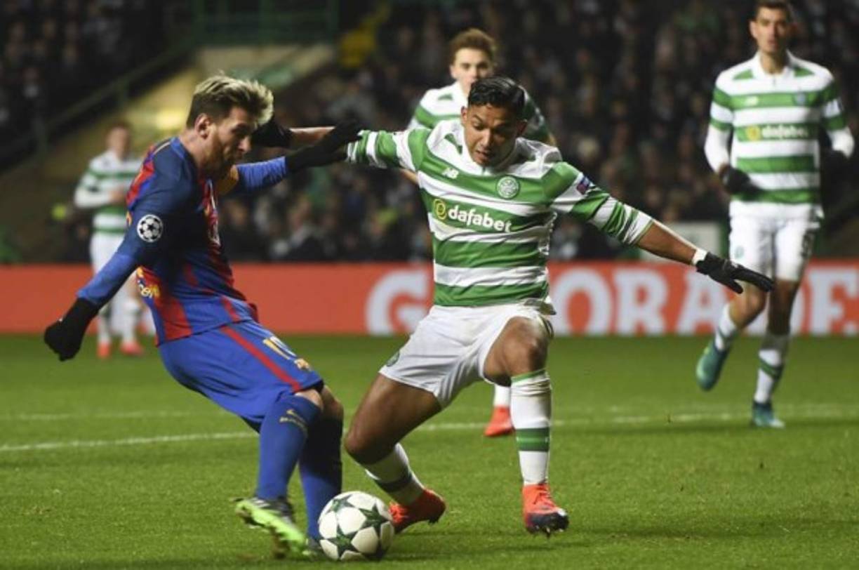 En Glasgow y Barcelona, Izaguirre lidió con la marca de Lionel Messi, en enfrentamientos de Champions League.