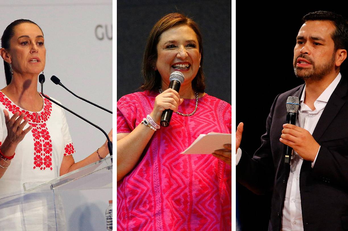 Los candidatos la oficialista, Claudia Sheinbaum, la opositora Xóchitl Gálvez y Jorge Álvarez Máynez son los tres aspirantes que buscan conquistar la presidencia de México.