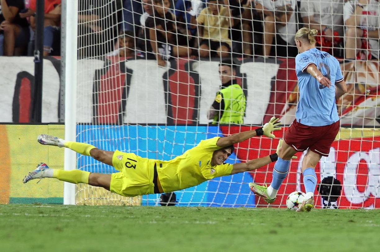 Así marcó Haaland su segundo gol del partido en el estadio Ramón Sánchez Pizjuán.