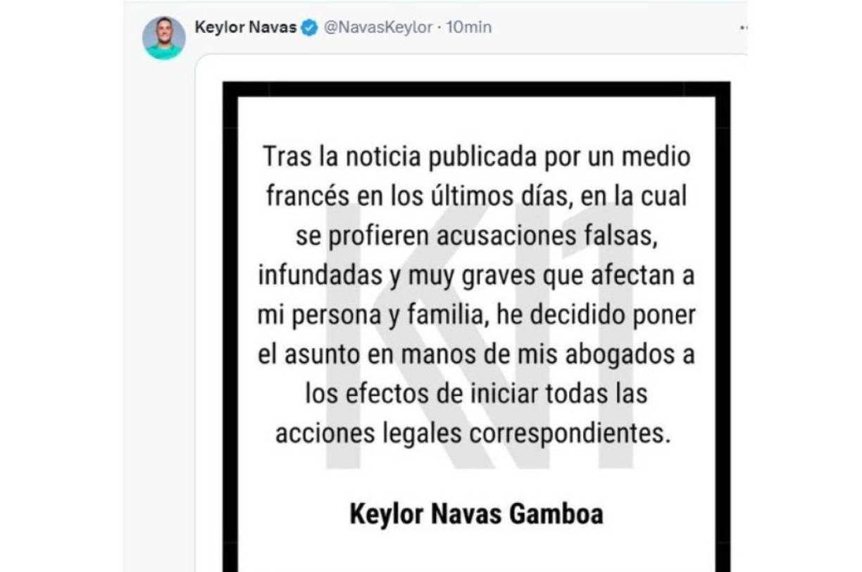 “He decidido poner el asunto en manos de mis abogados a los efectos de iniciar todas las acciones legales correspondientes”, comentó.
