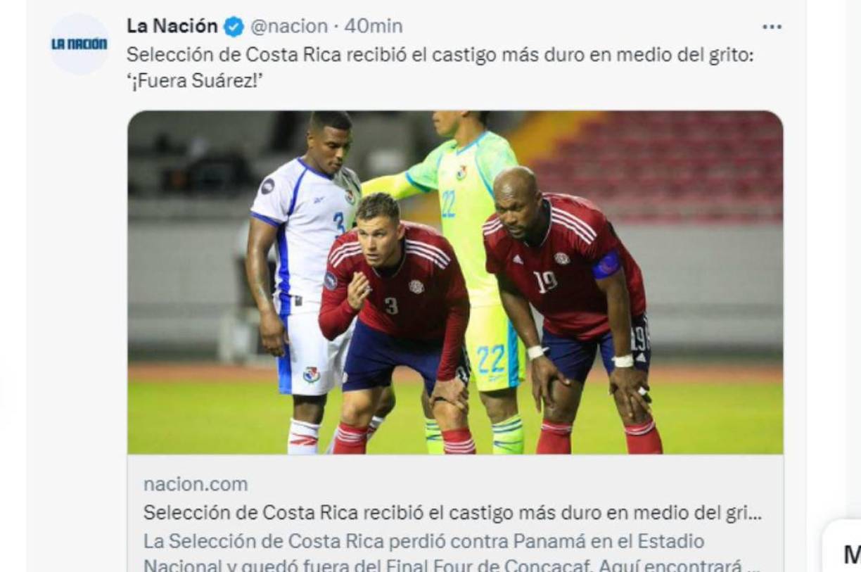 La Nación de Costa Rica: “Selección de Costa Rica recibió el castigo más duro en medio del grito: ‘¡Fuera Suárez!’”
