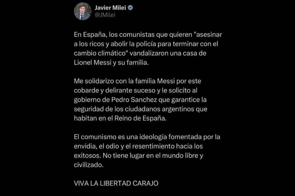 Y finalizó diciendo. “El comunismo es una ideología fomentada por la envidia, el odio y el resentimiento hacia los exitosos. No tiene lugar en el mundo libre y civilizado. 