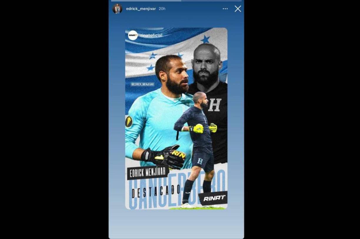 Edrick Menjívar, arquero de Honduras, solo le dio repost a una historia en su Instagram.