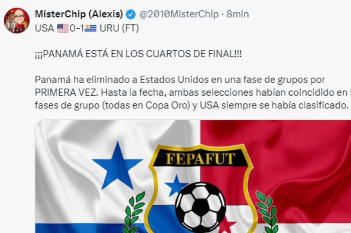 El estadígrafo español MisterChip dejó un espectacular dato sobre la selección de Panamá luego del pase a cuartos de final de Copa América.