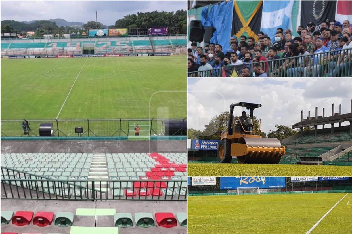 Concacaf dio el visto bueno para que la casa del Marathón albergue dos partidos de los octavos de final del Premundial Sub-20, pero antes le están dando una manita de gato al terreno de juego.