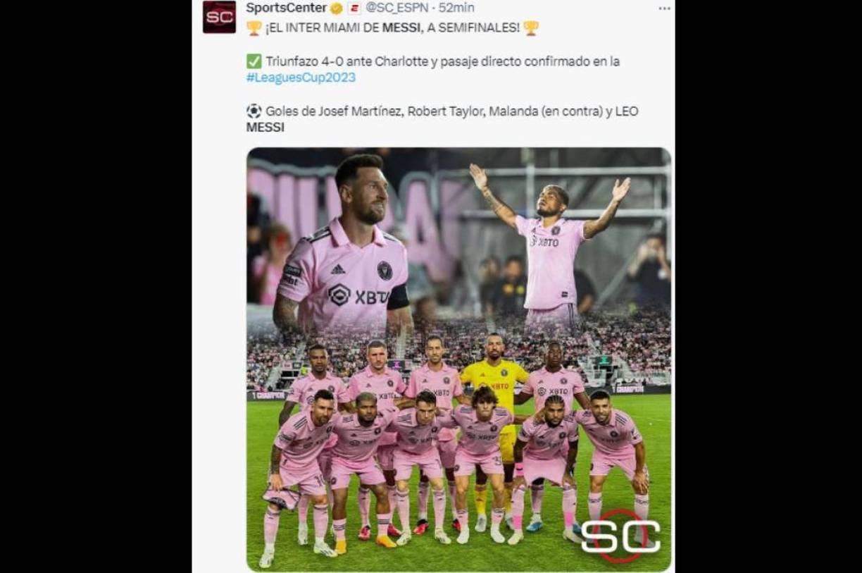 Sportscenter: “Inter Miami de Messi a semifinales”.