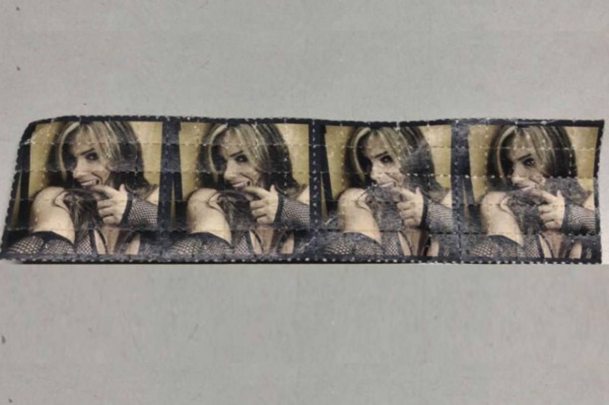 Cuando fueron detenidos, las autoridades hallaron en su poder diferentes tipos de droga, entre ellos cocaína y marihuana, lo que más llamó la atención fue una serie de cartones de LSD con la imagen de la actriz,que se presume sería una estrategia para atraer a posibles clientes.