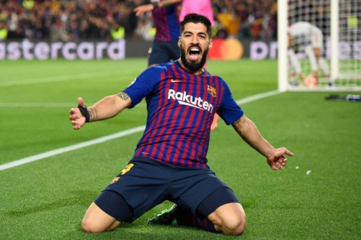 Luis Suárez anotó su primer gol en la presente Champions League y lo festejó a lo grande.
