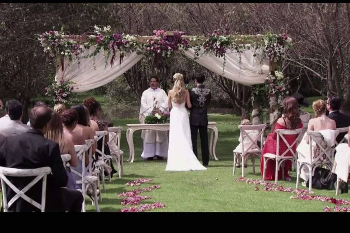 Una imagen panorámica de la boda.