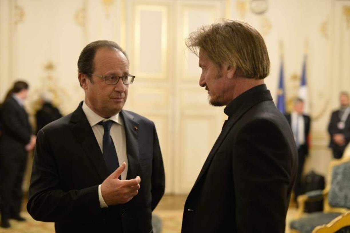 Sean Penn con el presidente de Francia, François Hollande.