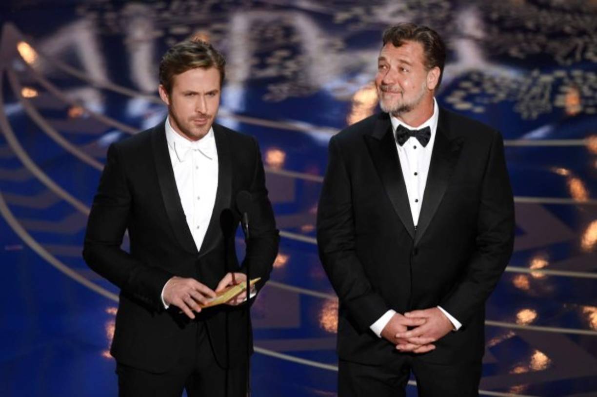 Los actores Ryan Gosling y Russell Crowe.
