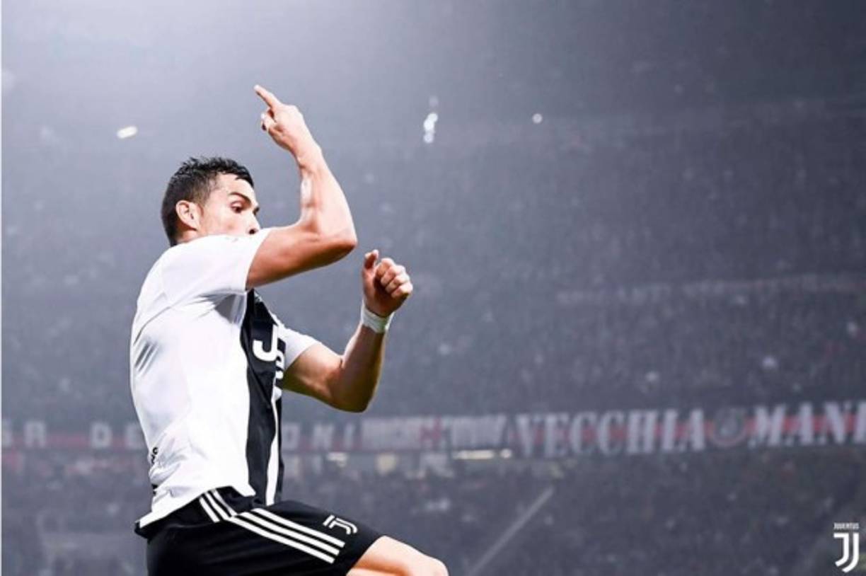 Secuencia de la original celebración de Cristiano Ronaldo tras su gol al Milan. Foto @JuventusFC