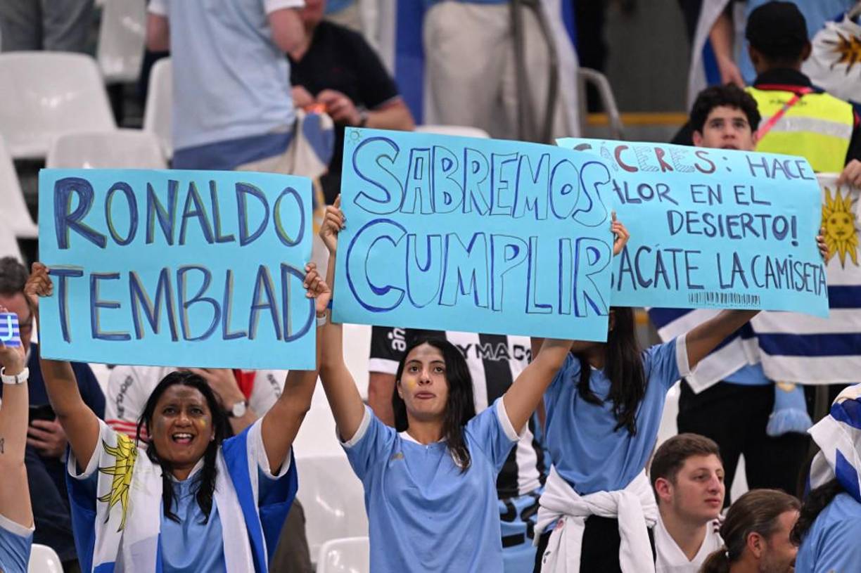 “Ronaldo temblad”, el mensaje provocativo de la afición de Uruguay a Cristiano Ronaldo que se pudo ver en las graderías.