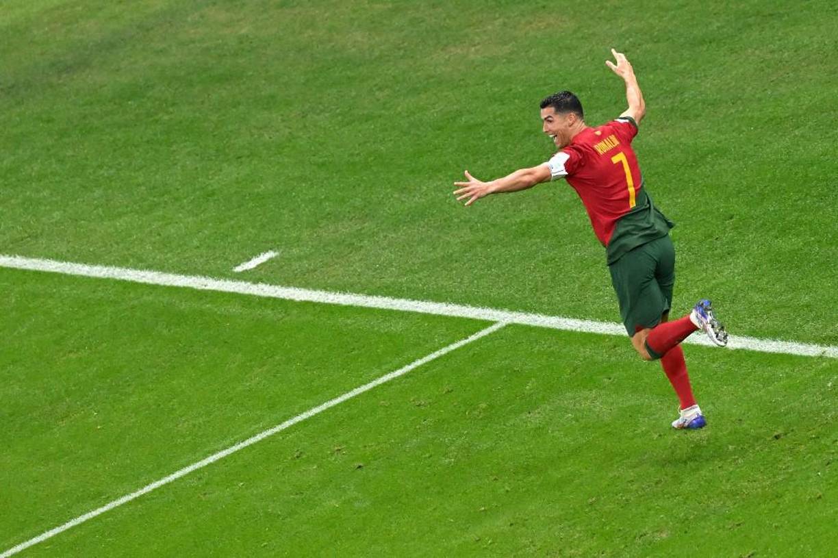 La emoción en CR7 era evidente por el primer gol.