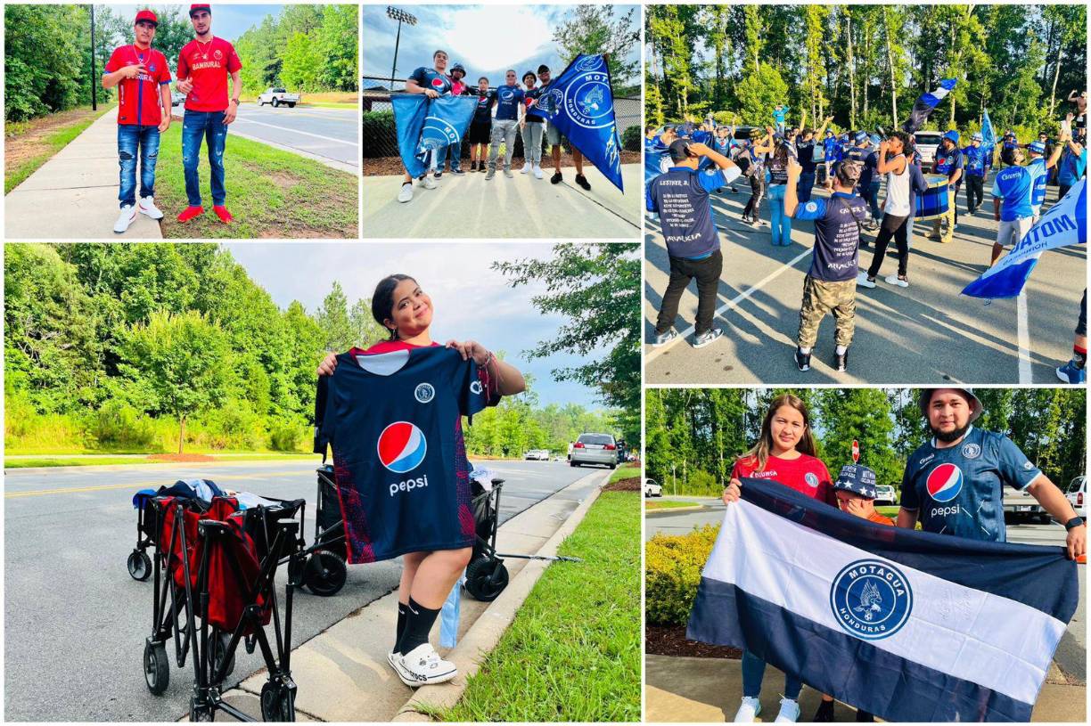 La afición de Motagua, siempre fiel, comenzó a llegar para el partido amistoso contra Muncipal. El cotejo se jugará en el Mecklenburg County de Carolina del Norte. FOTO: Luis Zavala.