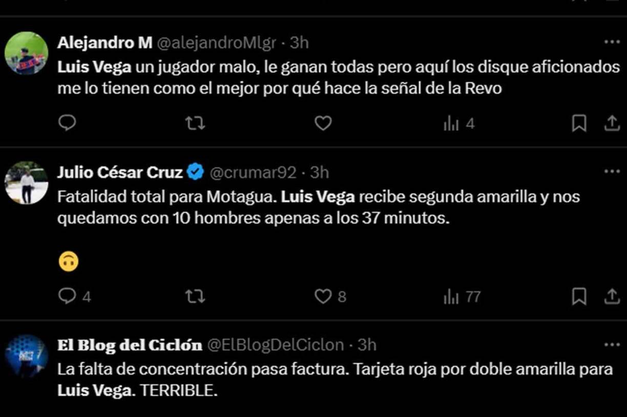 Las críticas a Luis Vega no faltaron por su infantil expulsión en el primer tiempo del partido contra el Águila.