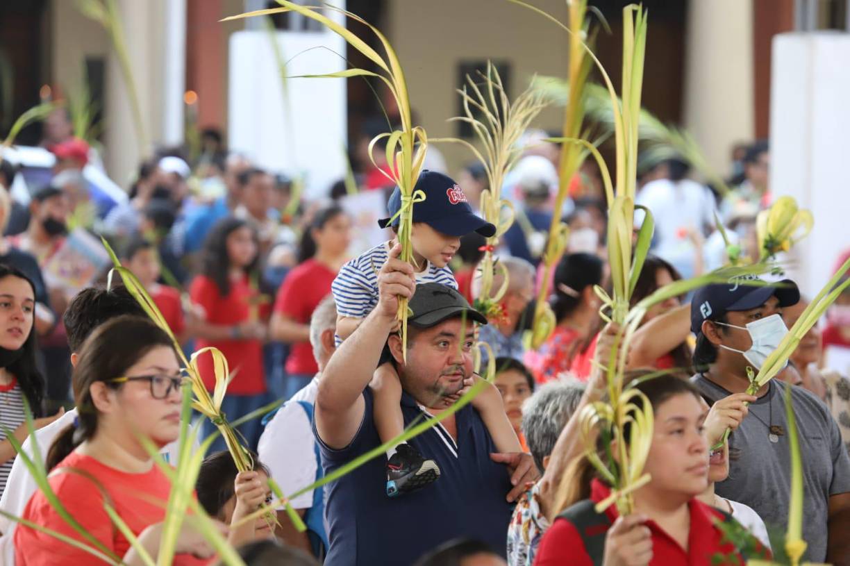  Los devotos llevaron sus palmas para ser bendecidas.
