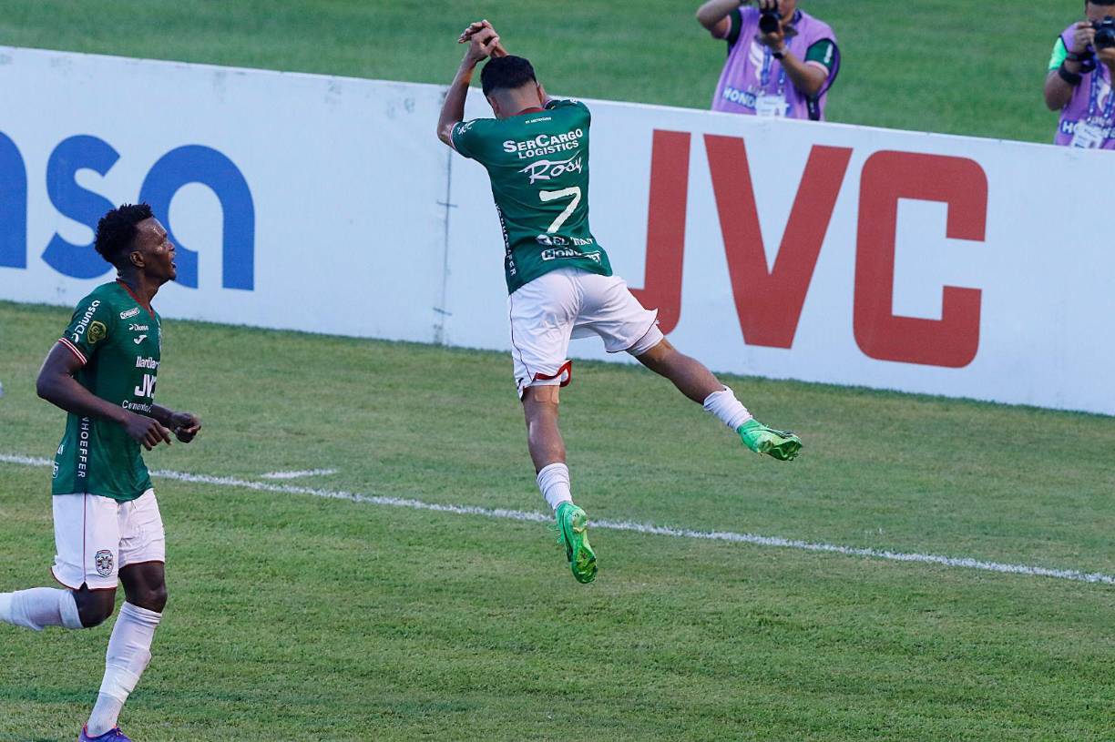 Isaac Castillo festejó a lo Cristiano Ronaldo en el segundo gol verdolaga frente al Juticalpa FC.