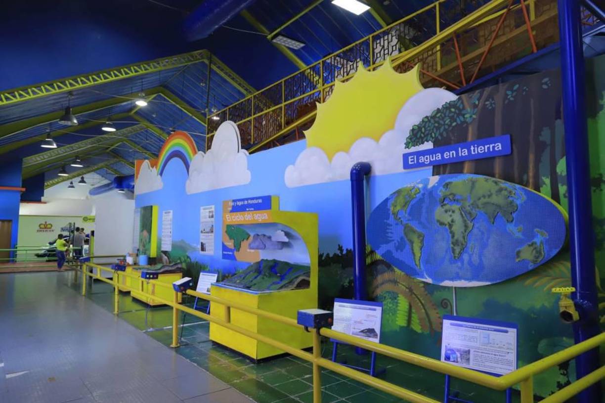 El Agua en el Planeta Azul: Esta sección destaca la importancia del agua y sus múltiples usos. Los visitantes podrán aprender sobre los océanos, continentes y las etapas del ciclo del agua a través de una maqueta interactiva