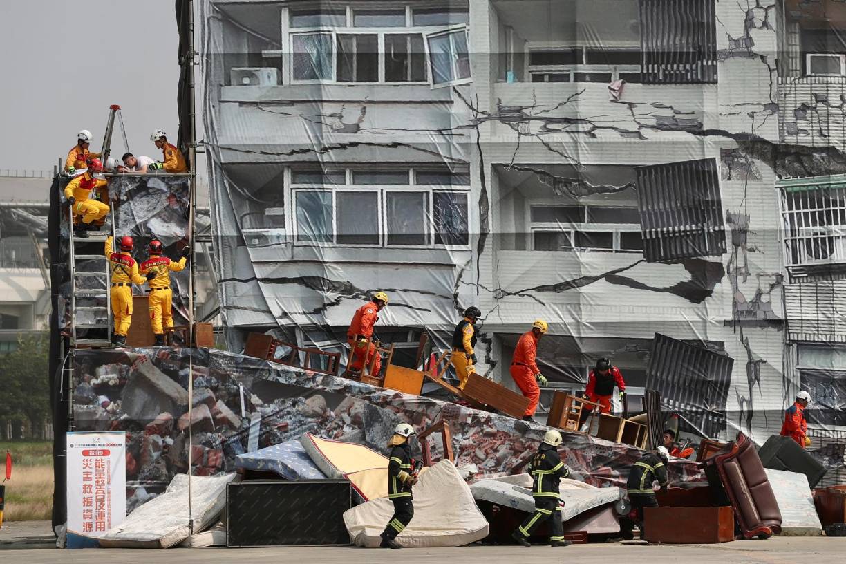 El <b>simulacro</b> en Taichung fue el primero de una serie de 11 que tendrán lugar en todo <b>Taiwán</b> hasta julio.