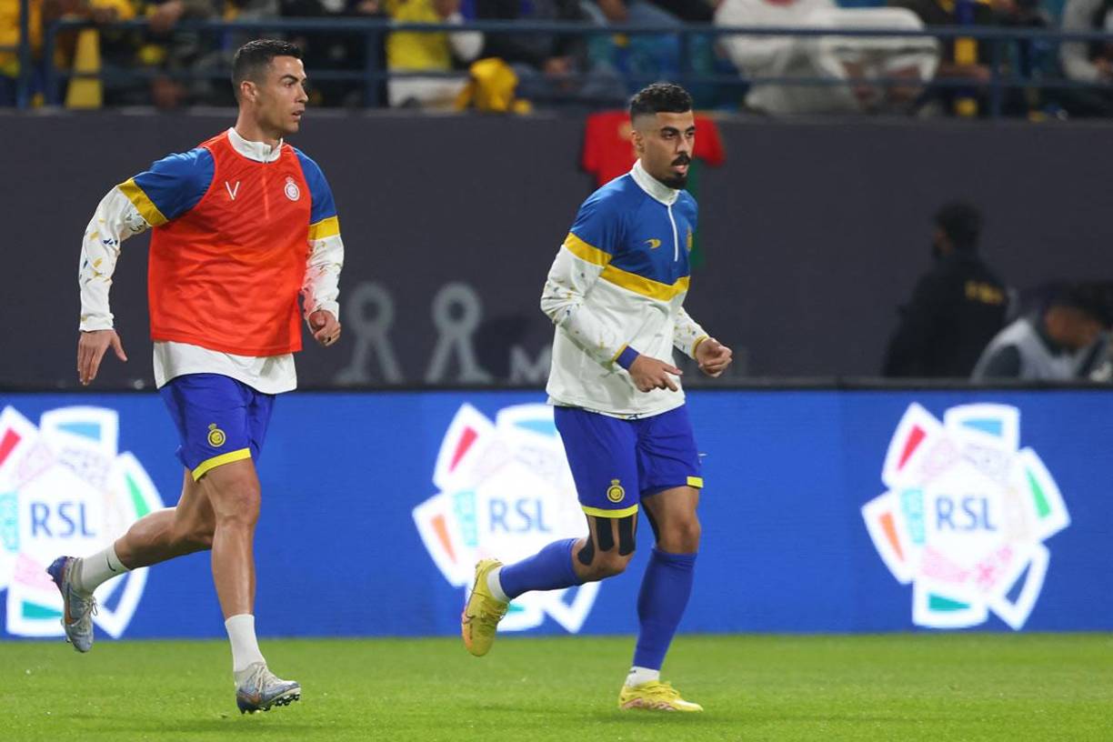 El delantero portugués durante el calentamiento previo al partido de la 14ª jornada del campeonato saudita.